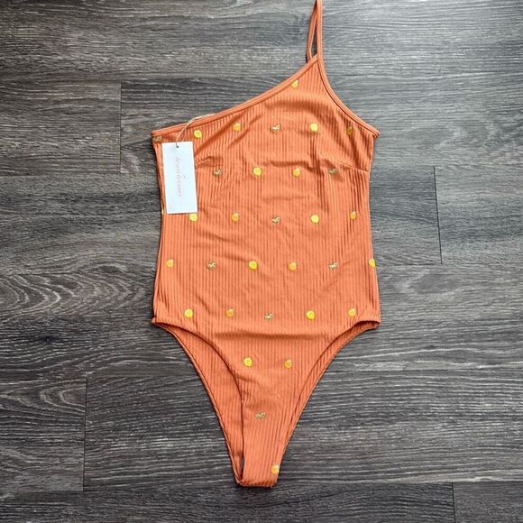 NWT Urban Outfitters Desert Dreamer Ribbed Orange Lemon Lime One Piece Medium - Picture 1 of 6